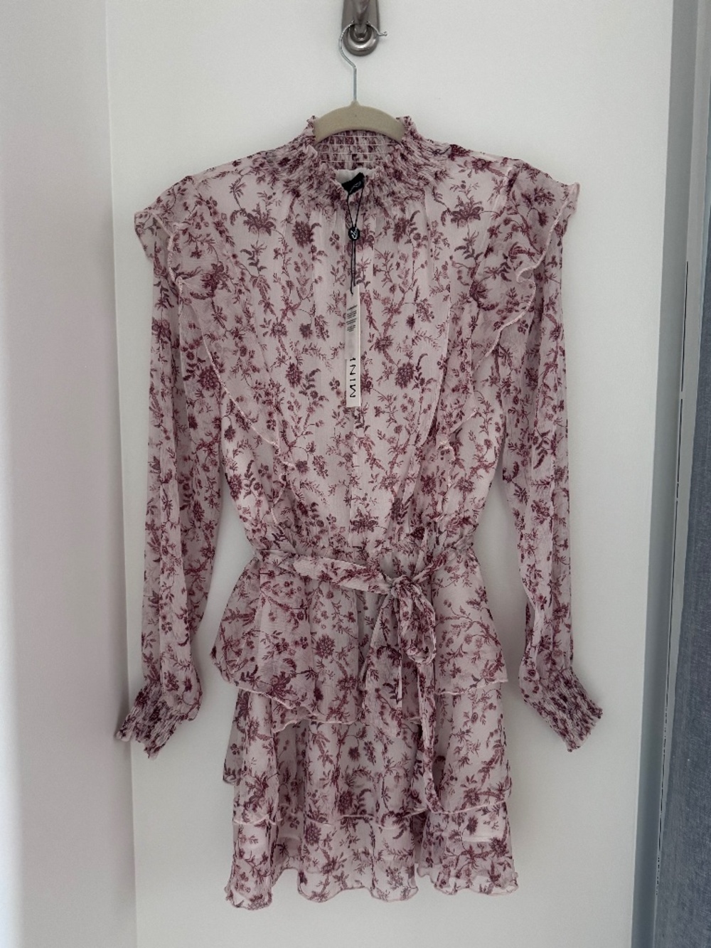 Floral Pattern High Neck Mini Dress